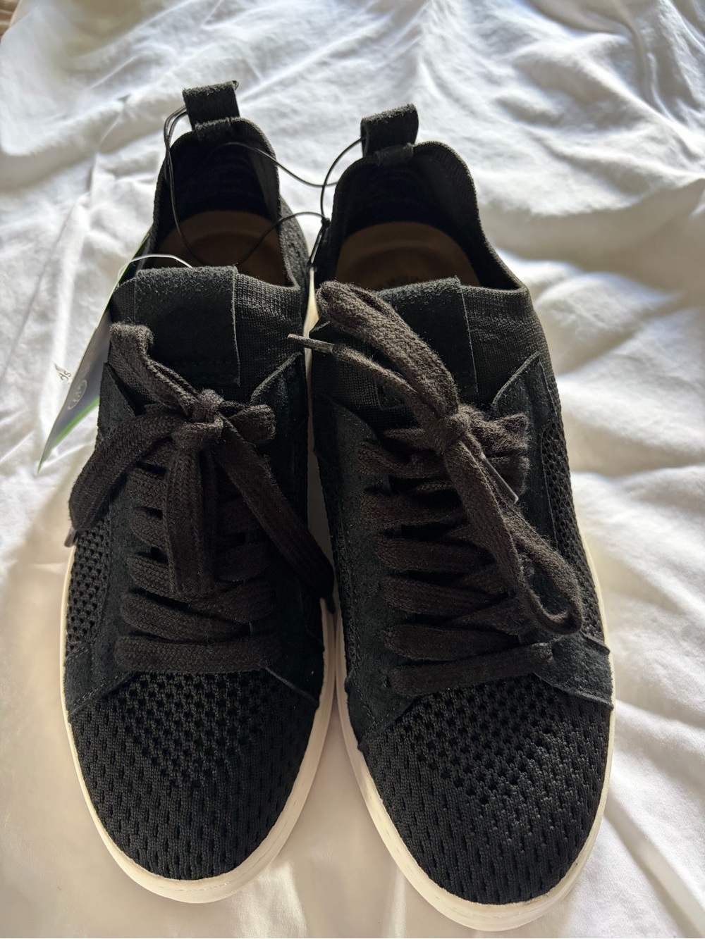 Women’s Black Knit Lace-Up Sneakers